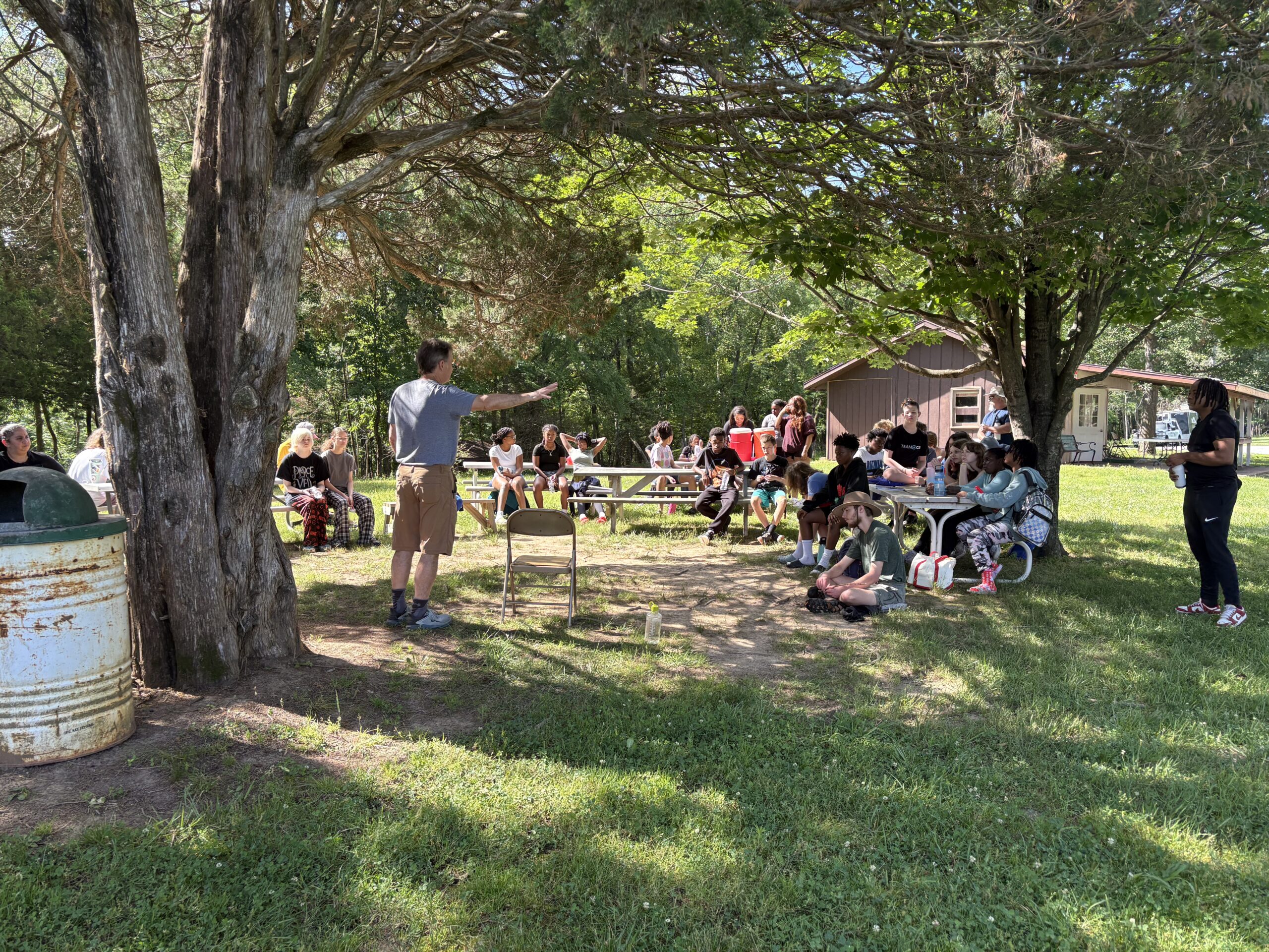 middle schoolers prepare for a day of outdoor learning at camp